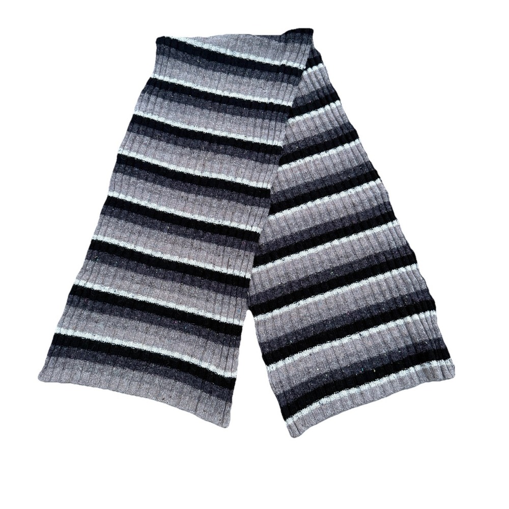Vintage GAP Multicolor Striped 90s Grunge Scarf Wool Cotton Black‎ Tan Brown